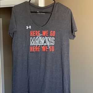 Woman’s Miami Marlins  vneck shirt.
